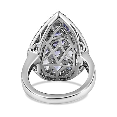 Tanzanite and Multi Gemstone Cocktail Ring in Platinum Over Sterling Silver (Size 10.0) 3.75 ctw