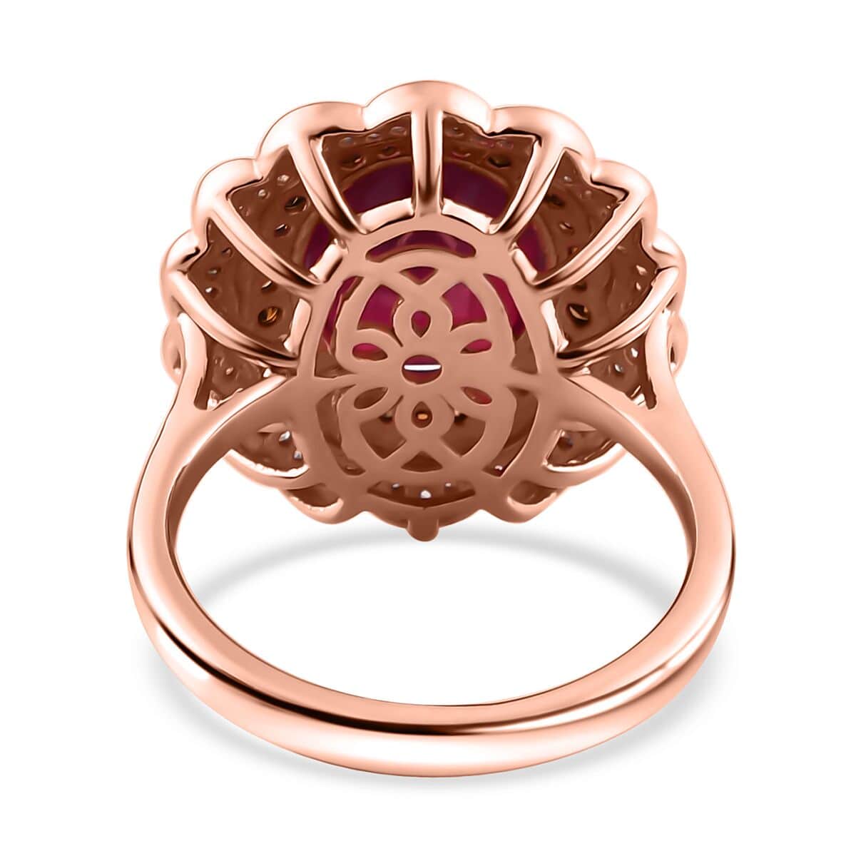 Niassa Ruby (FF), Brown and White Zircon Ring in Vermeil Rose Gold Over Sterling Silver (Size 10.0) 7.65 ctw (Del. in 8-10 Days) image number 4