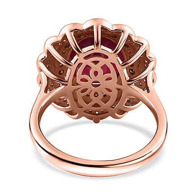 Niassa Ruby (FF), Brown and White Zircon Ring in Vermeil Rose Gold Over Sterling Silver (Size 10.0) 7.65 ctw