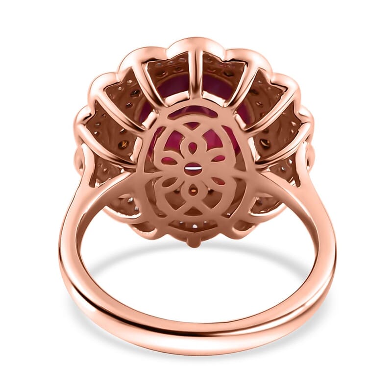 Niassa Ruby (FF), Brown and White Zircon Ring in Vermeil Rose Gold Over Sterling Silver (Size 10.0) 7.65 ctw