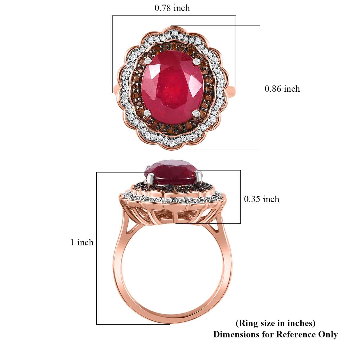 Niassa Ruby (FF), Brown and White Zircon Ring in Vermeil Rose Gold Over Sterling Silver (Size 10.0) 7.65 ctw (Del. in 8-10 Days) image number 5