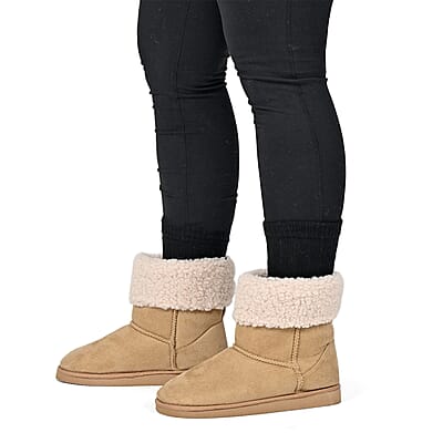 Chatz Women's Winter Boot, Stylish And Comfortable Ankle Length Slip On Boots For Women- Tan (Size 6.00)