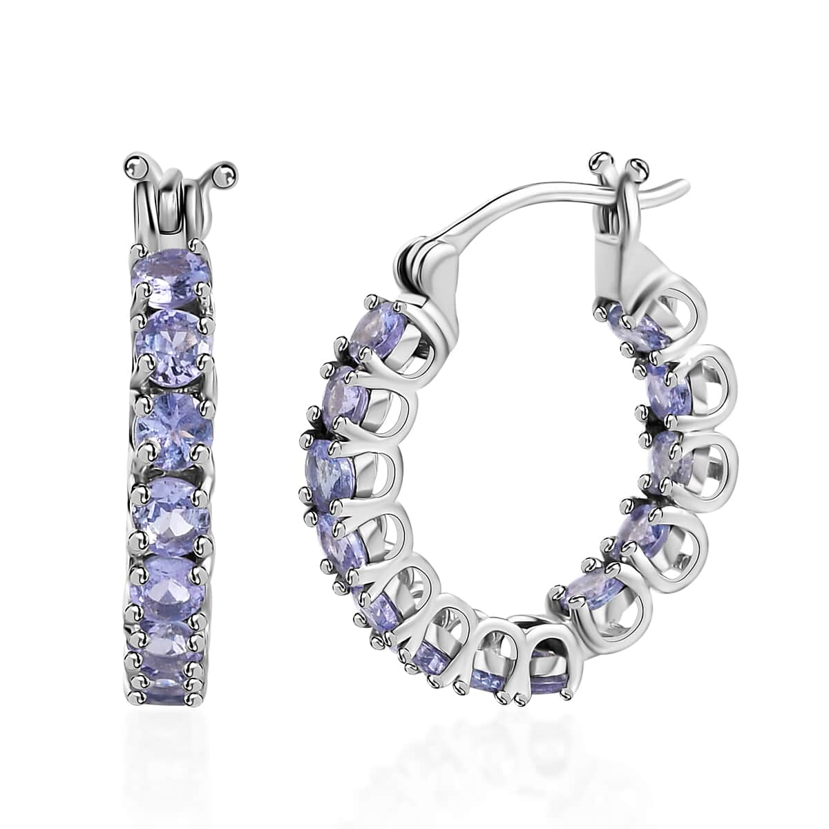 Tanzanite Inside Out Hoop Earrings in Platinum Over Sterling Silver 3.15 ctw image number 0