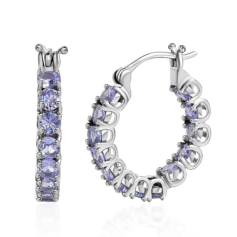 Tanzanite Inside Out Hoop Earrings in Platinum Over Sterling Silver 3.15 ctw