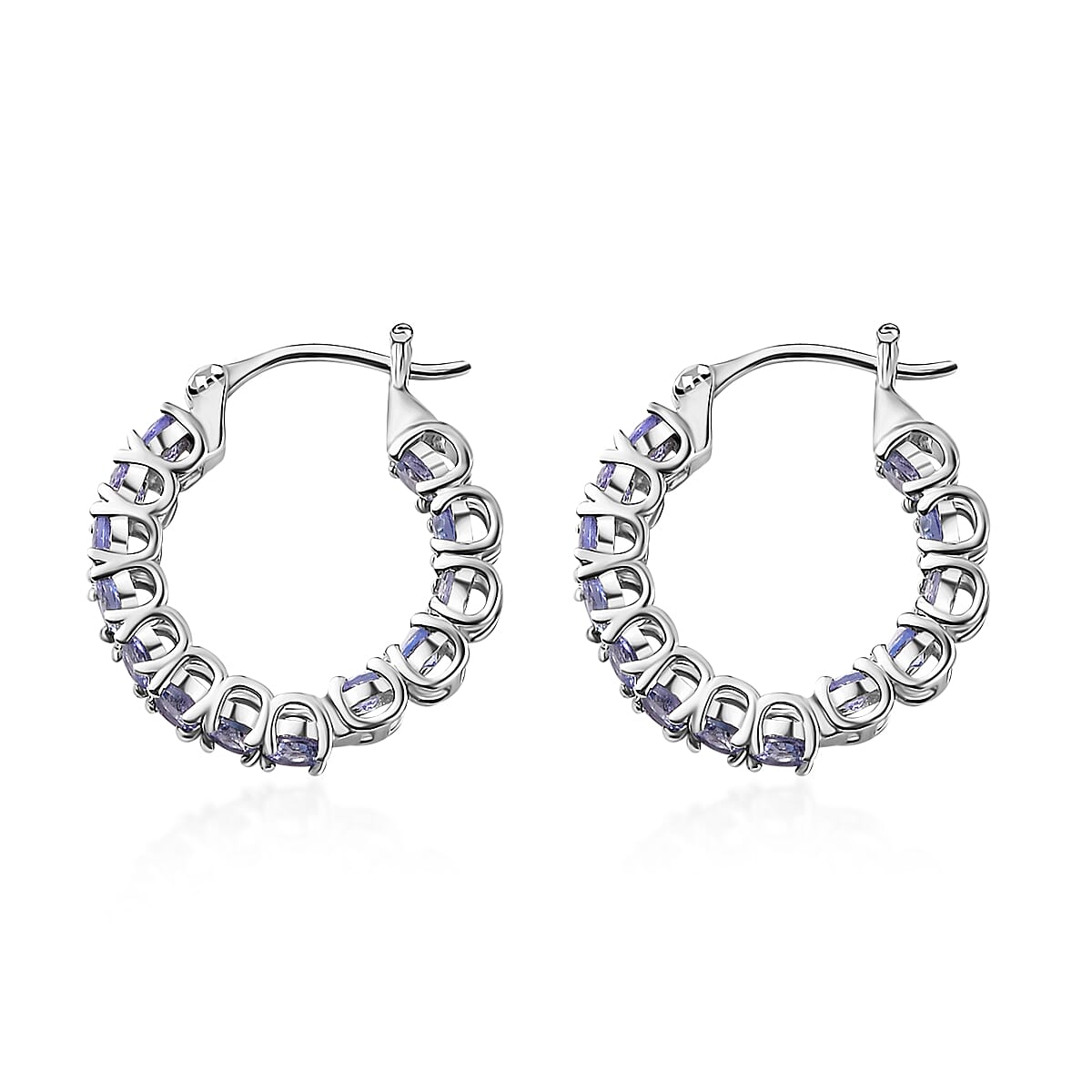 Tanzanite Inside Out Hoop Earrings in Platinum Over Sterling Silver 3.15 ctw