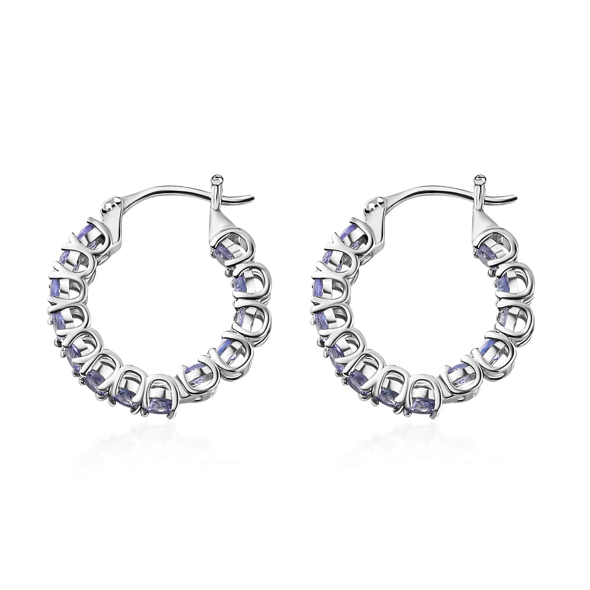 Tanzanite Inside Out Hoop Earrings in Platinum Over Sterling Silver 3.15 ctw image number 3