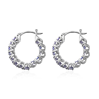 Tanzanite Inside Out Hoop Earrings in Platinum Over Sterling Silver 3.15 ctw