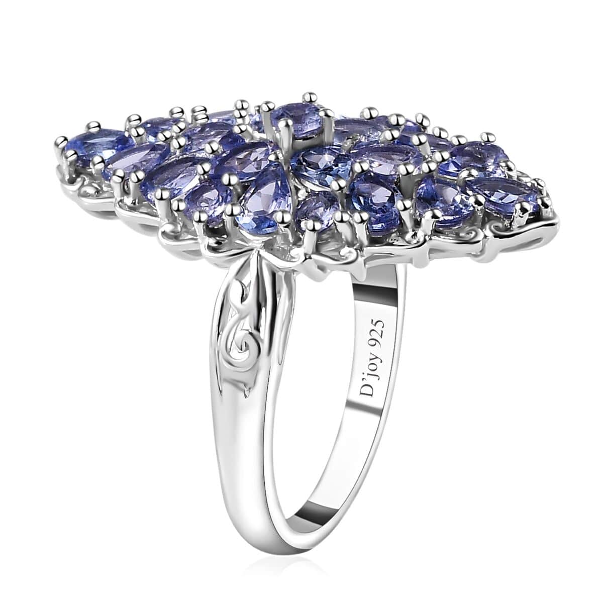 Tanzanite Elongated Ring in Platinum Over Sterling Silver (Size 10.0) 3.00 ctw image number 3