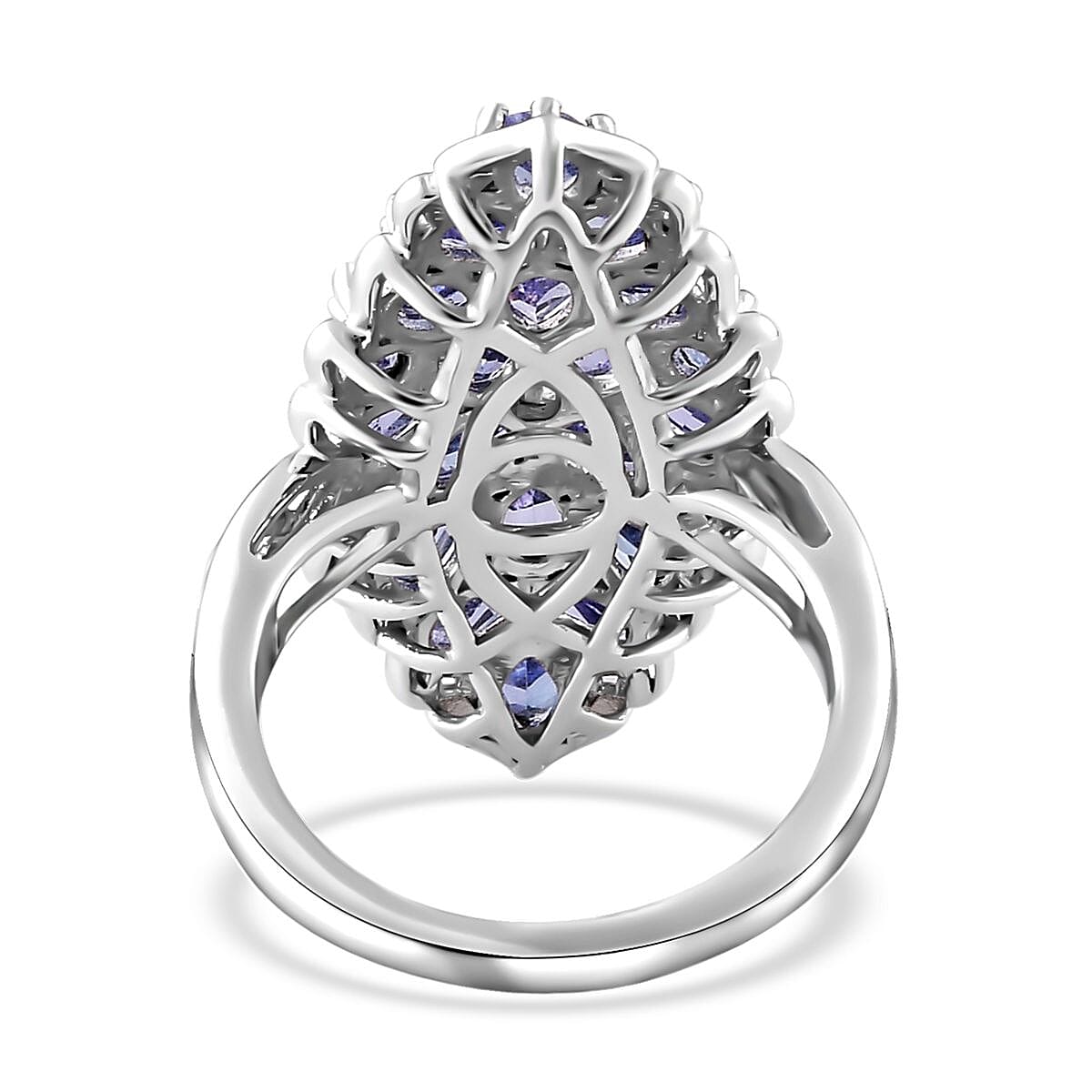 Tanzanite Elongated Ring in Platinum Over Sterling Silver (Size 10.0) 3.00 ctw