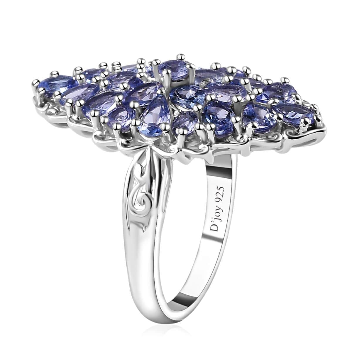 Tanzanite Elongated Ring in Platinum Over Sterling Silver (Size 5.0) 3.00 ctw image number 3