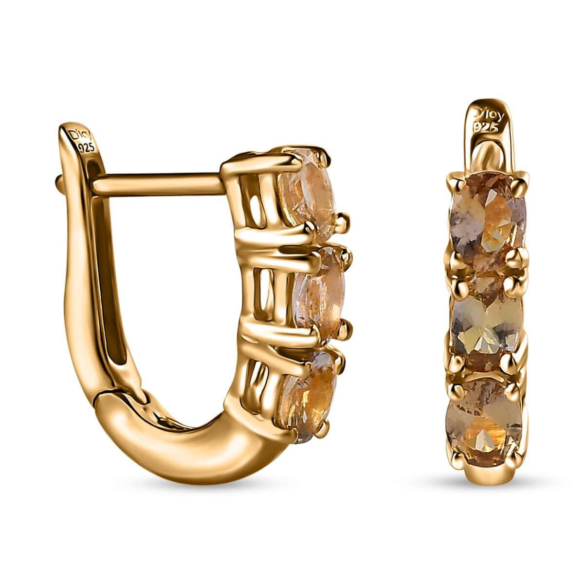 Golden Tanzanite Huggie Hoop Earrings in Vermeil Yellow Gold Over Sterling Silver 0.90 ctw image number 0