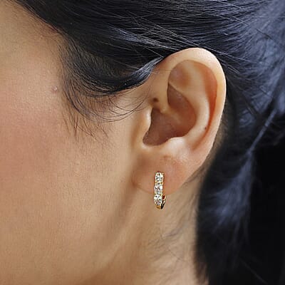 Golden Tanzanite Huggie Hoop Earrings in Vermeil Yellow Gold Over Sterling Silver 0.90 ctw