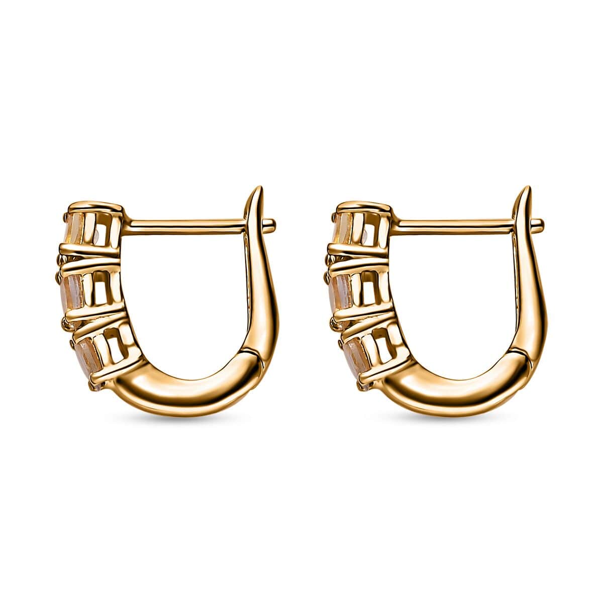 Golden Tanzanite Huggie Hoop Earrings in Vermeil Yellow Gold Over Sterling Silver 0.90 ctw image number 3