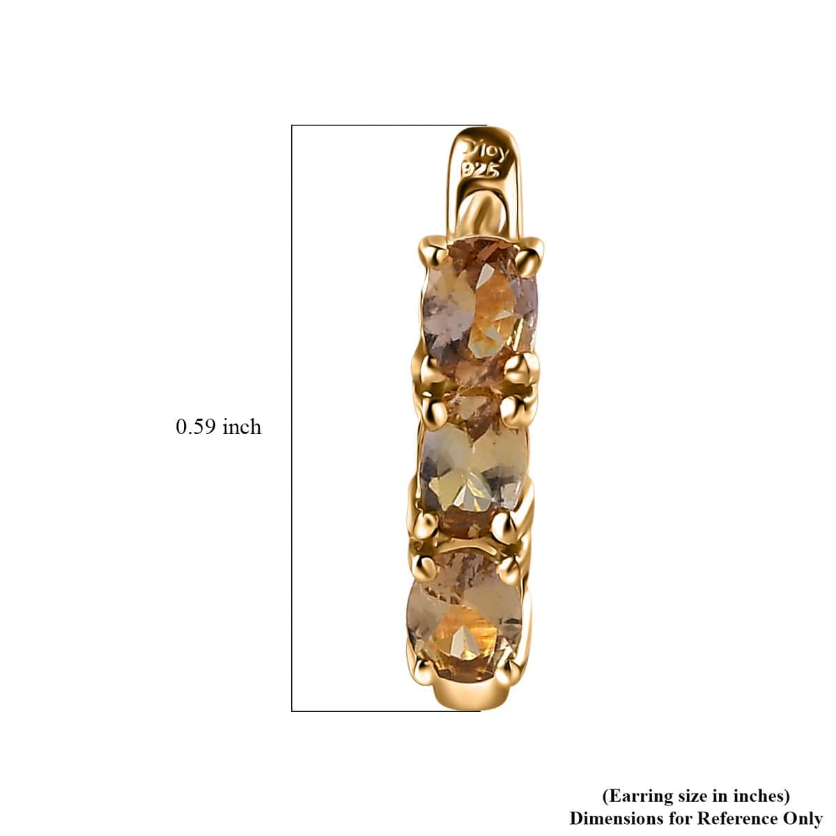 Golden Tanzanite Huggie Hoop Earrings in Vermeil Yellow Gold Over Sterling Silver 0.90 ctw image number 4
