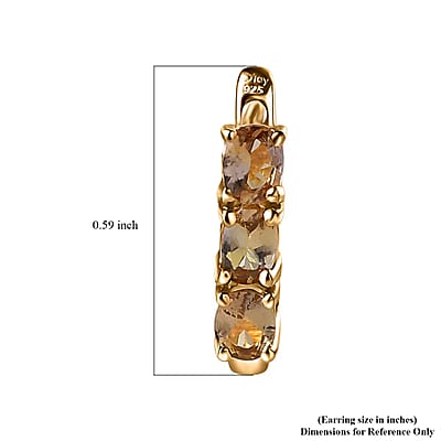 Golden Tanzanite Huggie Hoop Earrings in Vermeil Yellow Gold Over Sterling Silver 0.90 ctw