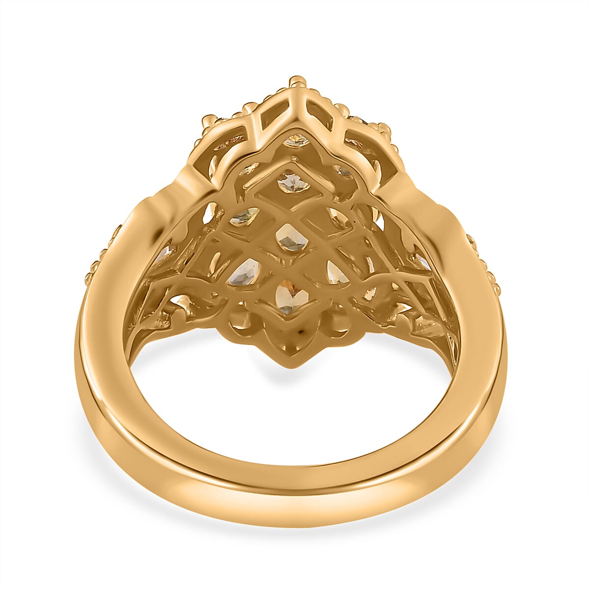 Golden Tanzanite and White Zircon Ring in Vermeil Yellow Gold Over Sterling Silver (Size 10.0) 2.00 ctw image number 4