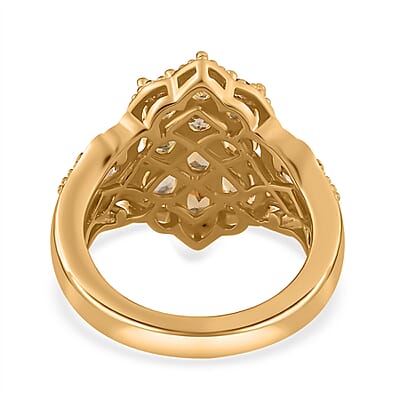 Golden Tanzanite and White Zircon Ring in Vermeil Yellow Gold Over Sterling Silver (Size 10.0) 2.00 ctw