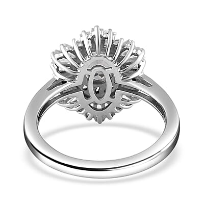 Green Tanzanite and White Zircon 2.15 ctw Ballerina Ring in Platinum Over Sterling Silver (Size 10.0)