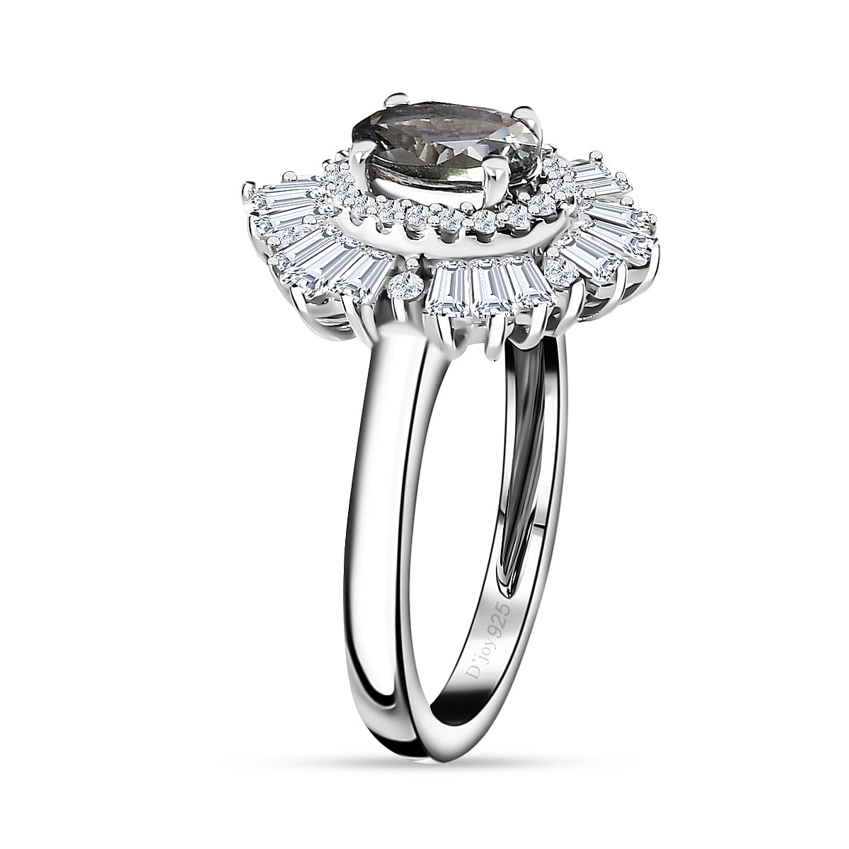 Green Tanzanite and White Zircon Ballerina Ring in Platinum Over Sterling Silver (Size 9.0) 2.15 ctw image number 3