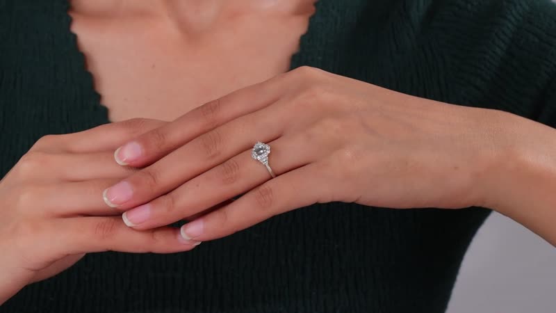 Green Tanzanite and White Zircon Ring in Platinum Over Sterling Silver (Size 10.0) 1.25 ctw