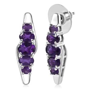 African Amethyst Earrings in Platinum Over Sterling Silver 3.75 ctw