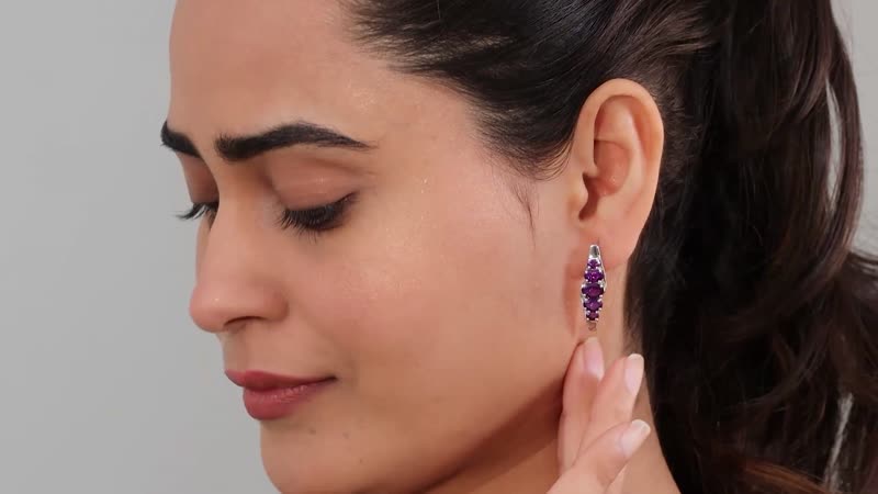 African Amethyst Earrings in Platinum Over Sterling Silver 3.75 ctw