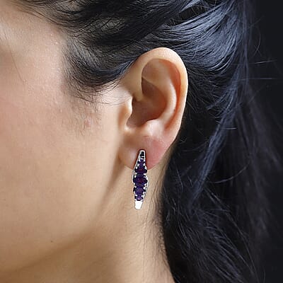 African Amethyst Earrings in Platinum Over Sterling Silver 3.75 ctw