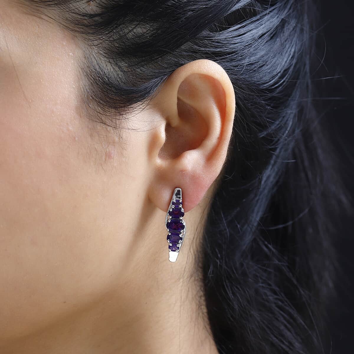 African Amethyst Earrings in Platinum Over Sterling Silver 3.75 ctw image number 2