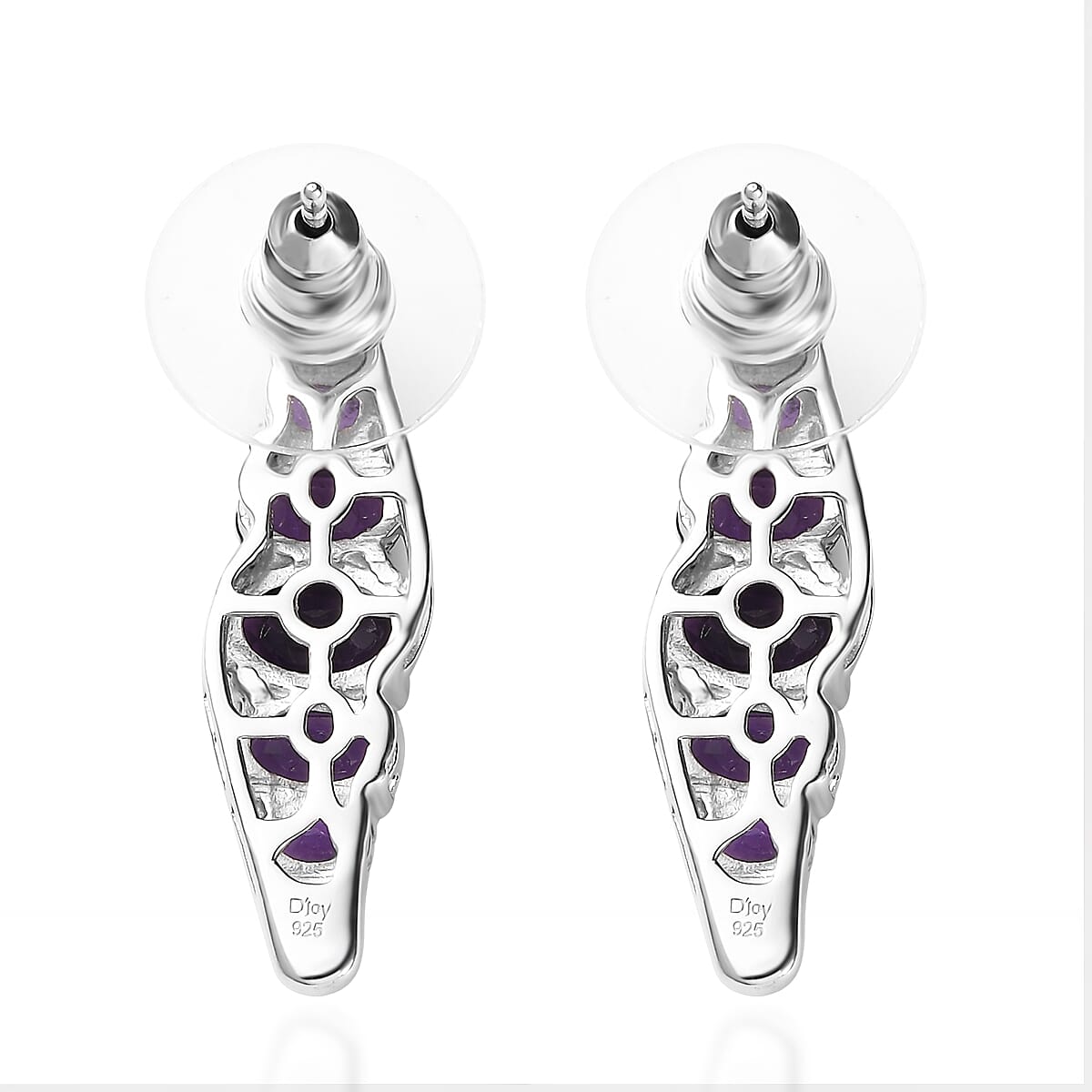African Amethyst Earrings in Platinum Over Sterling Silver 3.75 ctw