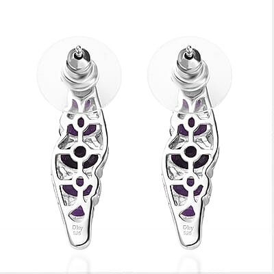 African Amethyst Earrings in Platinum Over Sterling Silver 3.75 ctw