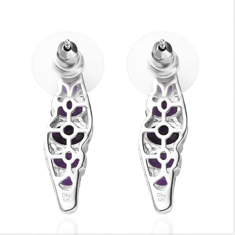 African Amethyst Earrings in Platinum Over Sterling Silver 3.75 ctw