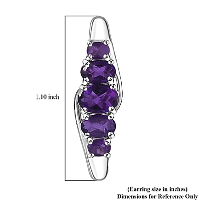 African Amethyst Earrings in Platinum Over Sterling Silver 3.75 ctw