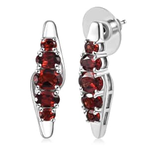 Mozambique Garnet Earrings in Platinum Over Sterling Silver 5.00 ctw