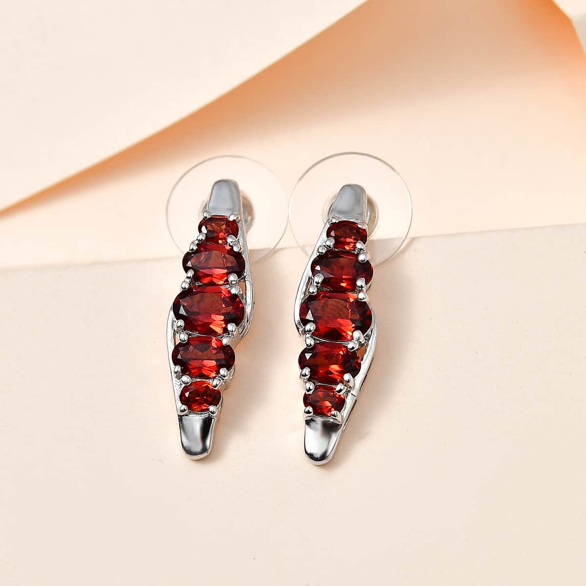 Mozambique Garnet Earrings in Platinum Over Sterling Silver 5.00 ctw image number 1