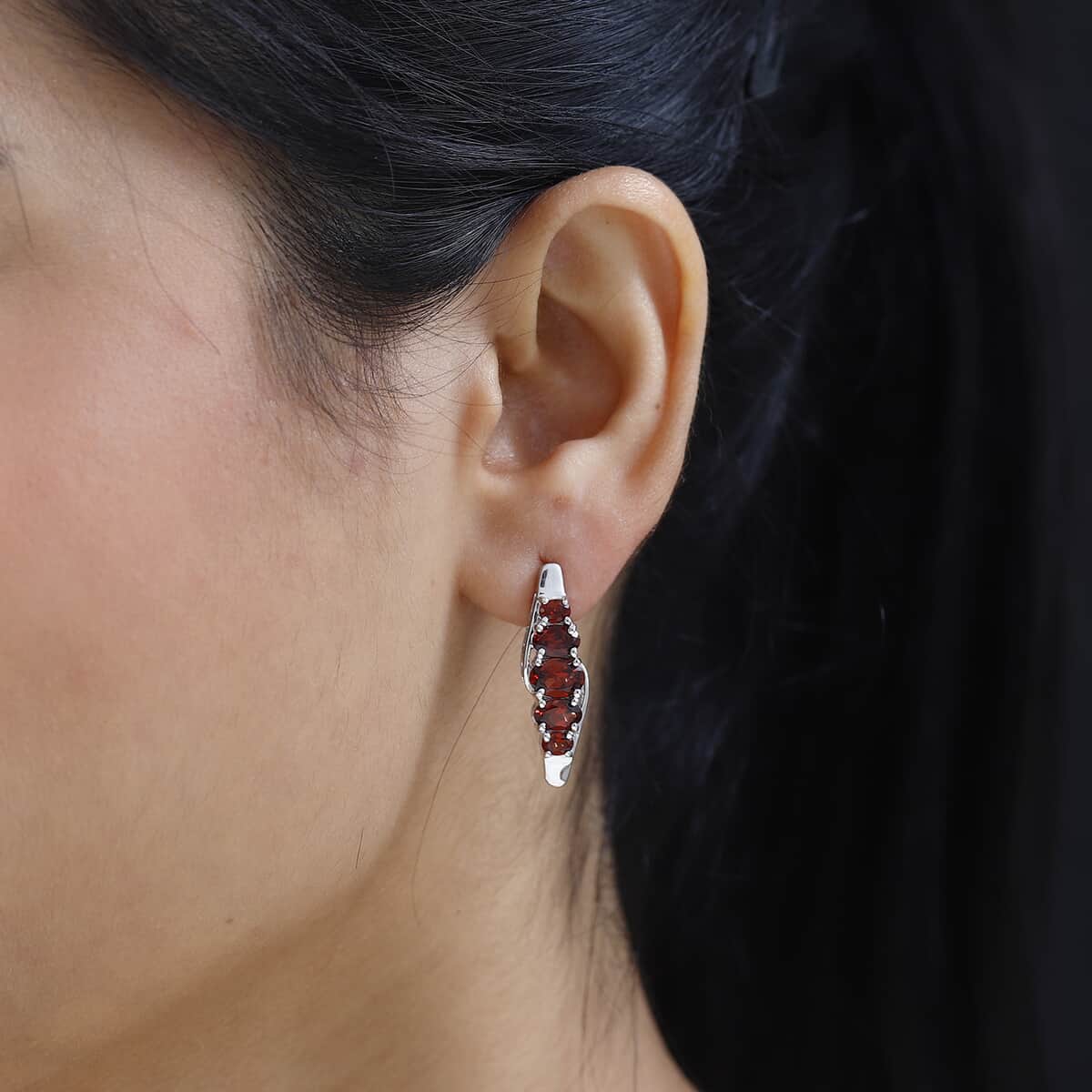 Mozambique Garnet Earrings in Platinum Over Sterling Silver 5.00 ctw image number 2