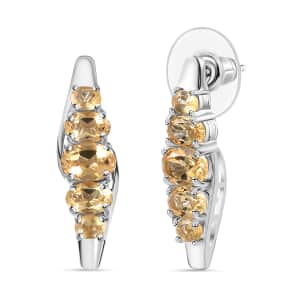 Brazilian Citrine Earrings in Platinum Over Sterling Silver 3.90 ctw