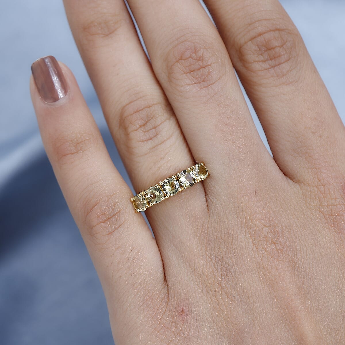 Golden Tanzanite 5 Stone Ring in Vermeil Yellow Gold Over Sterling Silver (Size 10.0) 1.35 ctw image number 2