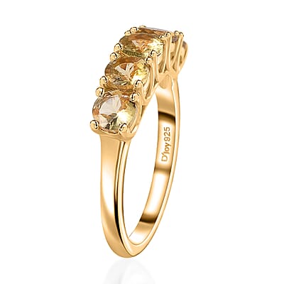 Golden Tanzanite 5 Stone Ring in Vermeil Yellow Gold Over Sterling Silver (Size 10.0) 1.35 ctw