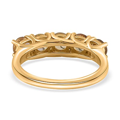 Golden Tanzanite 5 Stone Ring in Vermeil Yellow Gold Over Sterling Silver (Size 10.0) 1.35 ctw