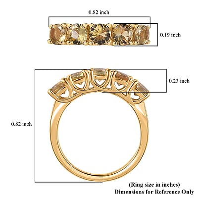 Golden Tanzanite 5 Stone Ring in Vermeil Yellow Gold Over Sterling Silver (Size 10.0) 1.35 ctw