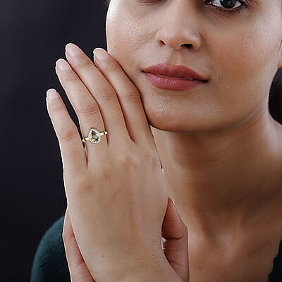 Luxoro AAA Turkizite and G-H I2 Diamond 2.40 ctw Halo Ring in 10K Yellow Gold (Size 7.0)