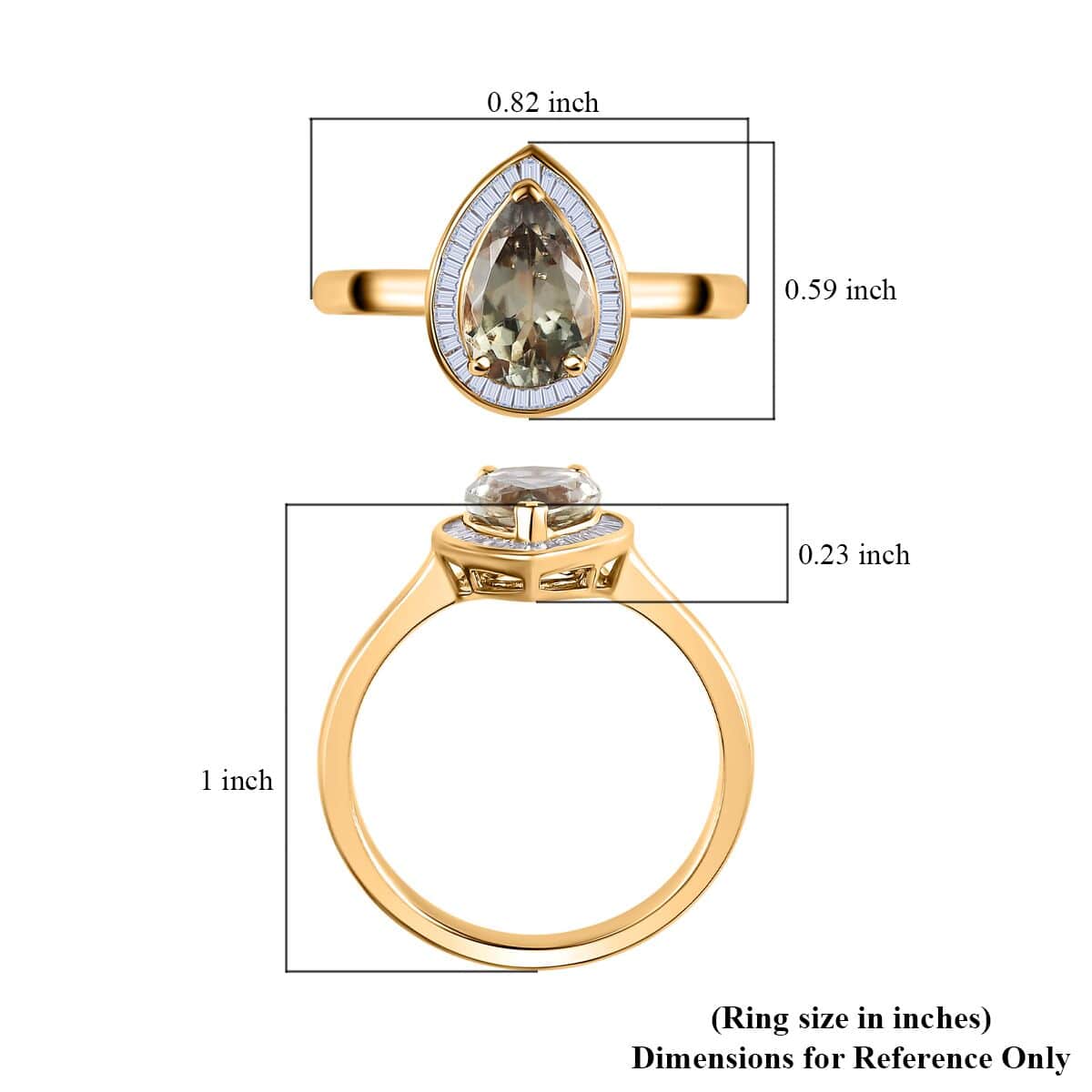 Luxoro 10K Yellow Gold AAA Turkizite and G-H I2 Diamond Halo Ring (Size 7.0) 2.40 ctw image number 5