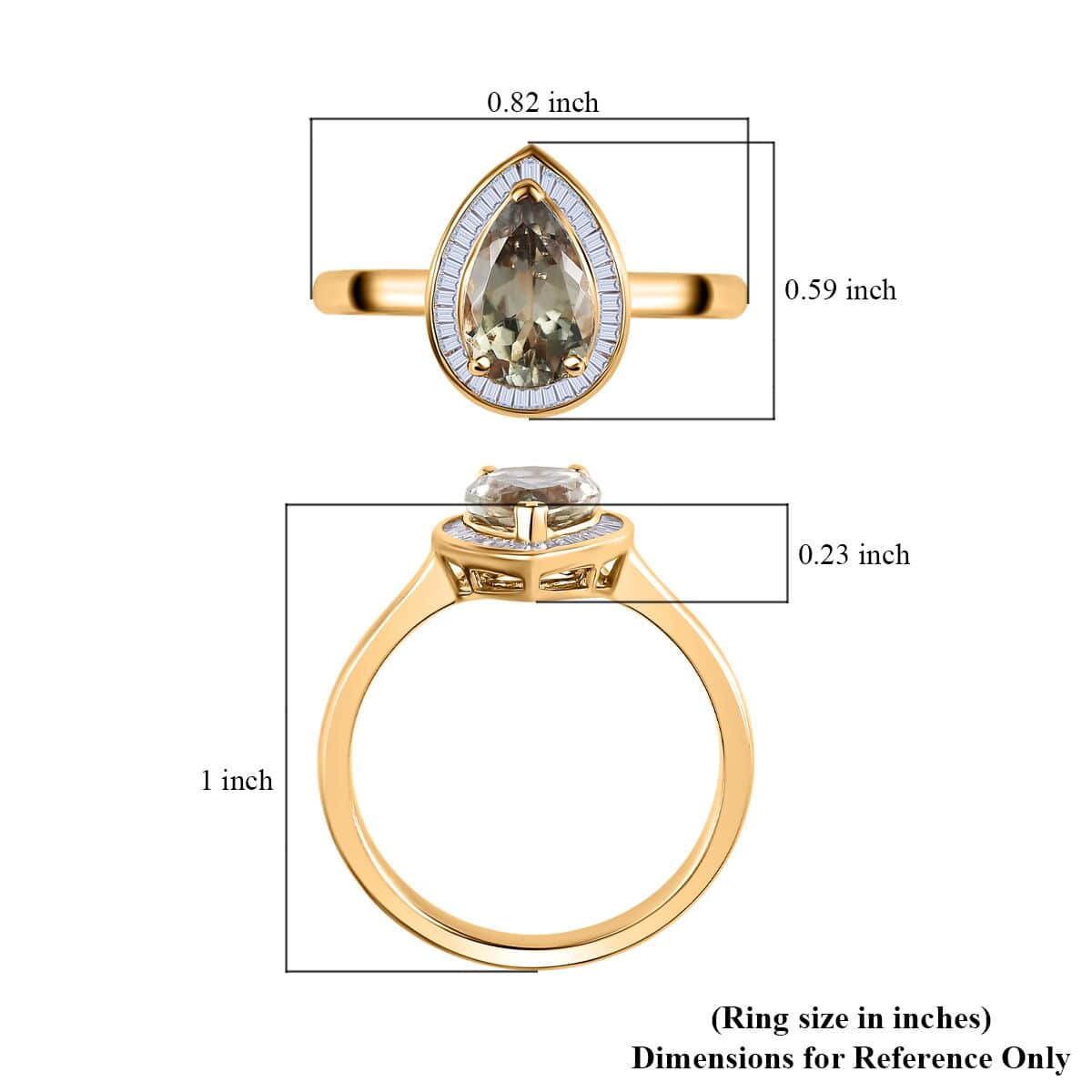 Luxoro AAA Turkizite and G-H I2 Diamond 2.40 ctw Halo Ring in 10K Yellow Gold (Size 9.0) image number 5