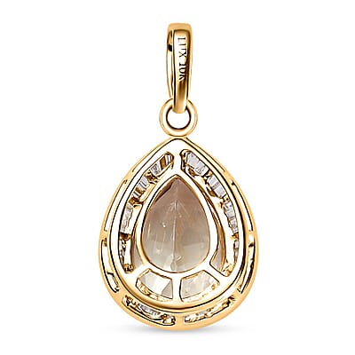 Luxoro AAA Turkizite and G-H I2 Diamond 2.40 ctw Halo Pendant in 10K Yellow Gold