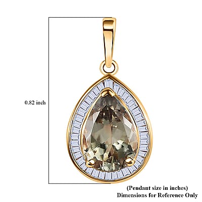 Luxoro AAA Turkizite and G-H I2 Diamond 2.40 ctw Halo Pendant in 10K Yellow Gold