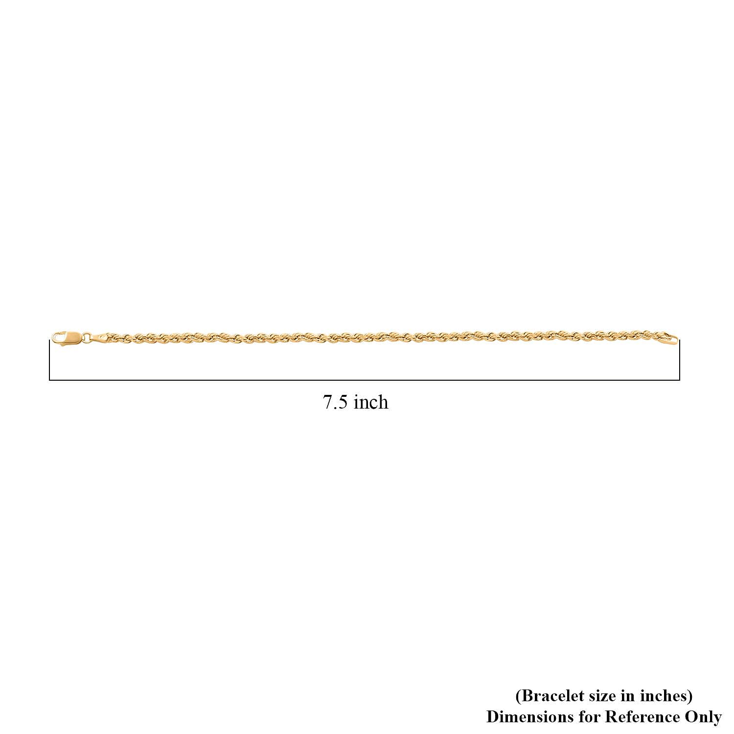 3mm Rope Chain Bracelet in 14K Yellow Gold 2.50 Grams (7.50 In)