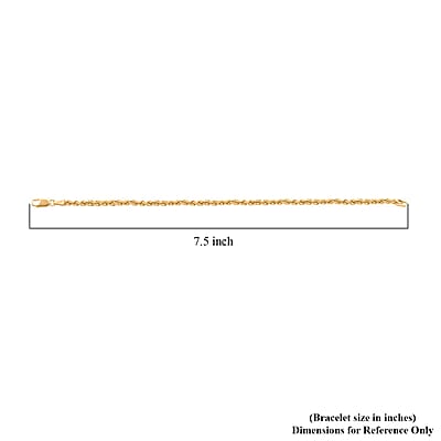 3mm Rope Chain Bracelet in 14K Yellow Gold 2.50 Grams (7.50 In)