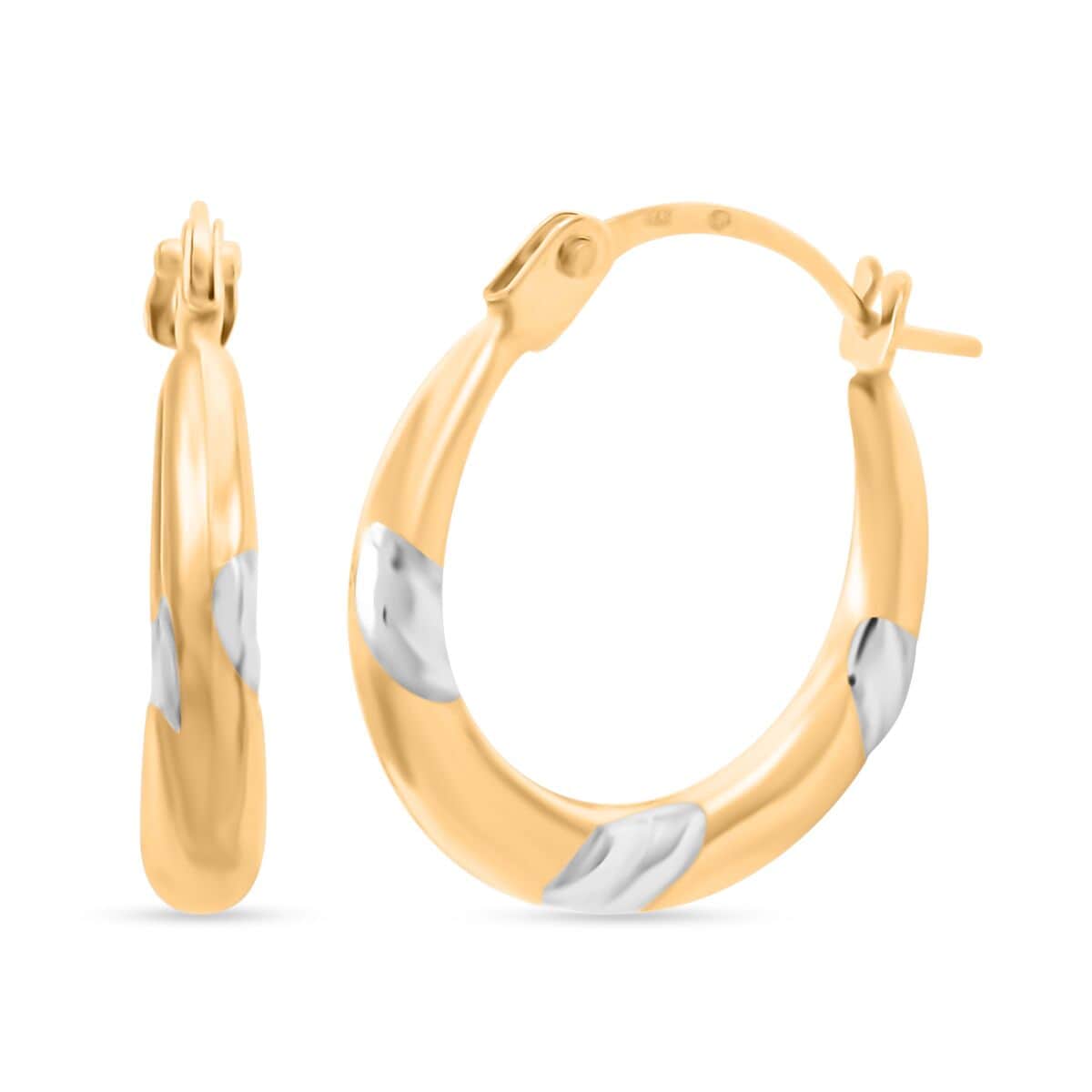 14K Yellow and White Gold Hoop Earrings 0.42 Grams image number 0