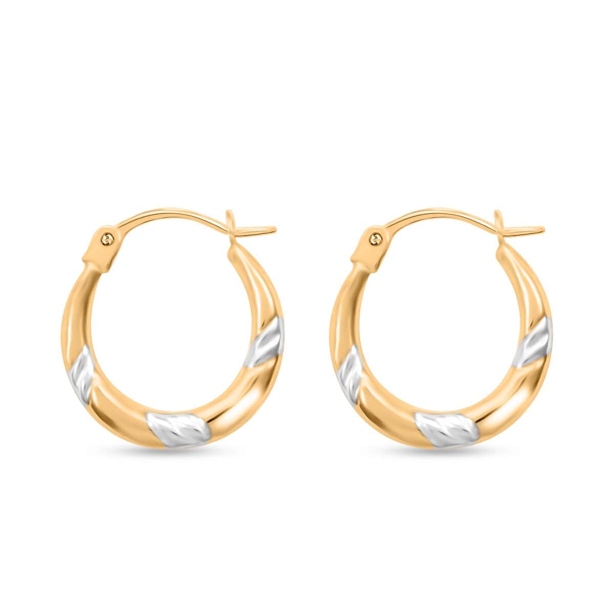 14K Yellow and White Gold Hoop Earrings 0.42 Grams image number 3