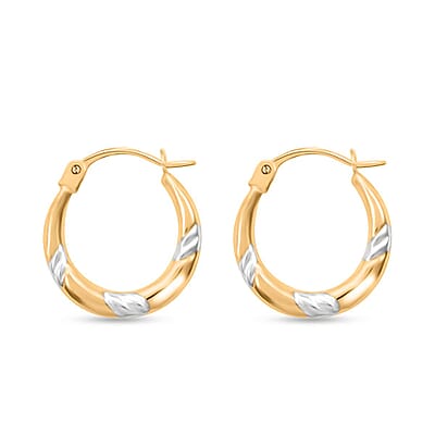 Hoop Earrings in 14K Yellow and White Gold 0.42 Grams